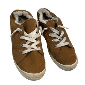 SO Redwood Scrunch Back Sneakers Size 8 Brown Faux Fur Lined Memory Foam Shoes